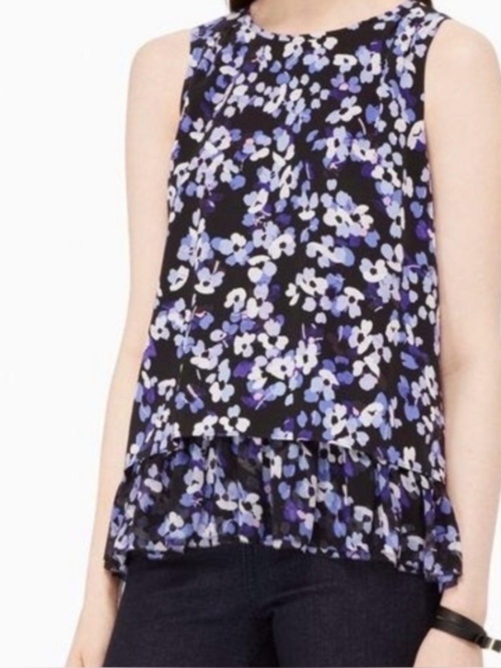 Kate Spade New York hydrangea print double-layer tank top 100% silk small